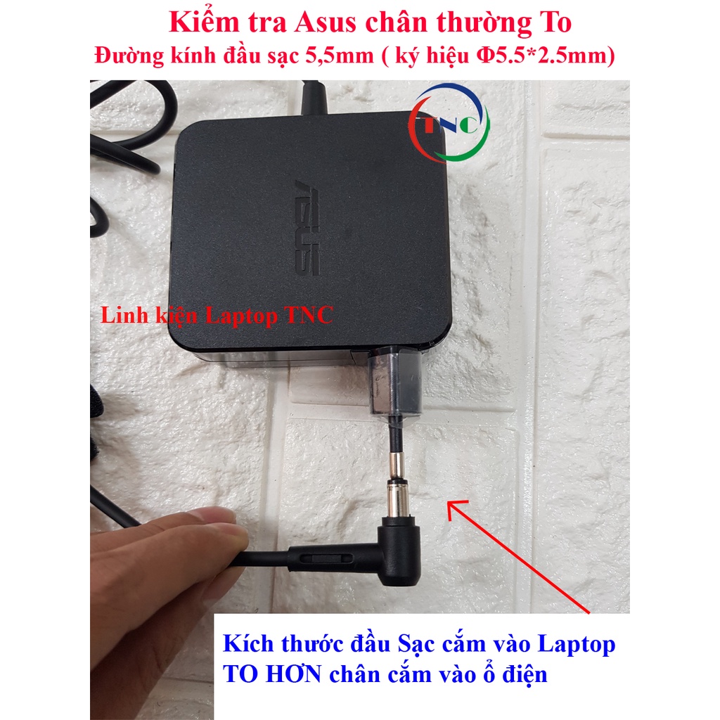 [Chân To] SẠC LAPTOP ASUS 19V 3.42A 65W VUÔNG ZIN kích thước chân thường to 5.5mm*2.5mm [Bảo hành 12 tháng]