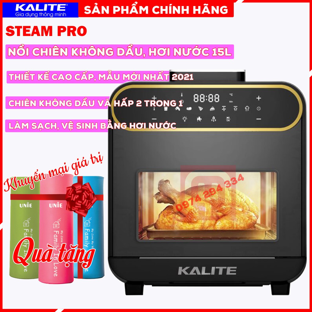 Nồi Chiên Không Dầu, Hơi Nước Kalite Steam Pro X - Bản Mới Nhất 2021 - 15L. Hàng Chính Hãng, Bảo Hành 24 Tháng.