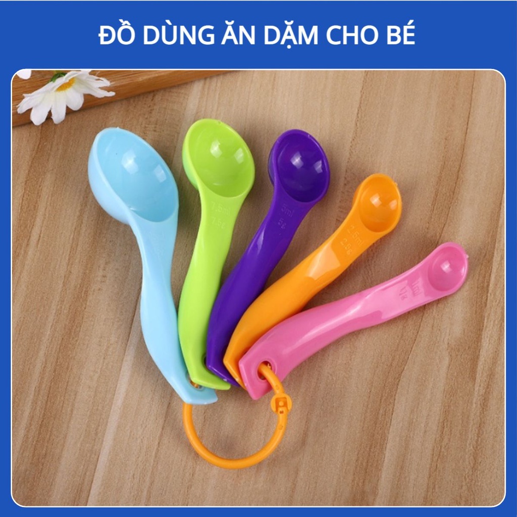 Bộ Thìa Đong, Muỗng Đong Nhà Bếp Set 5 Chiếc Định Lượng Chính Xác Giúp Mẹ Chế Biến Đồ Ăn Dặm Cho Bé Hiệu Quả
