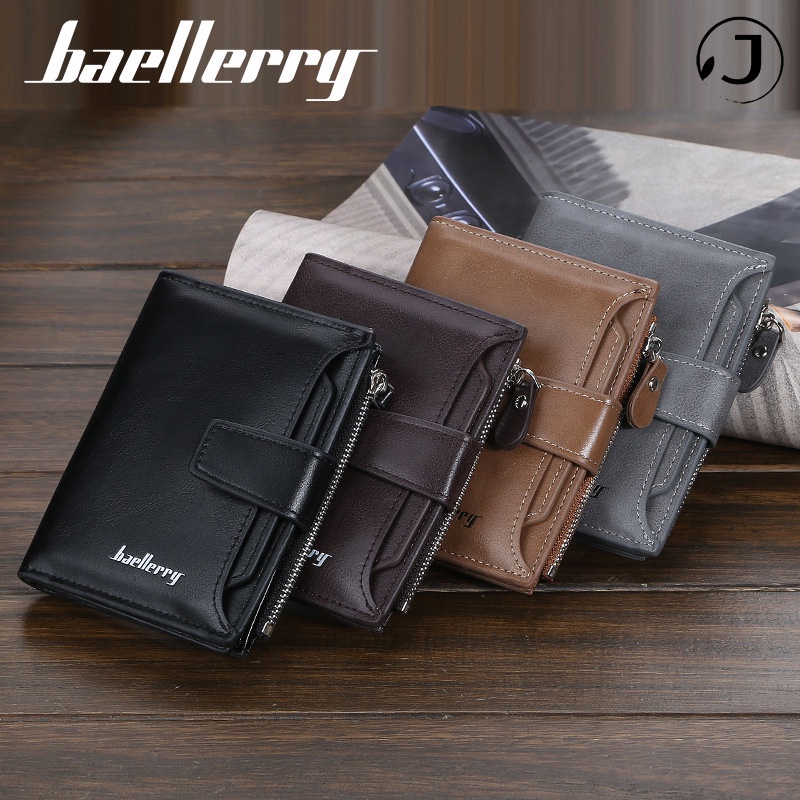 Ví da KAITIFEI Baellerry dáng ngắn nhiều ngăn đựng thẻ có khóa kéo cho nam