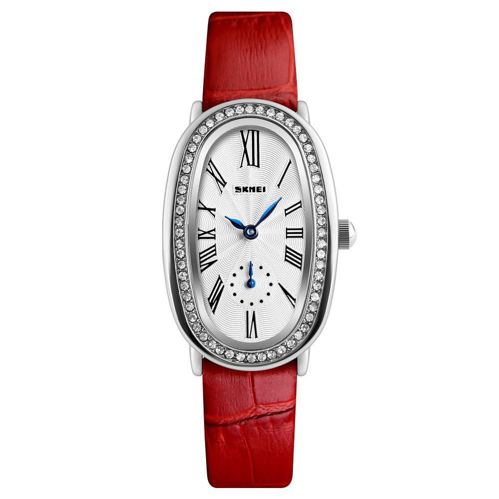 ĐỒNG HỒ NỮ SKMEI 1292, DÂY DA CAO CẤP, MẶT HÌNH OVAL, ĐÍNH ĐÁ Bán lẻ giá sỉ