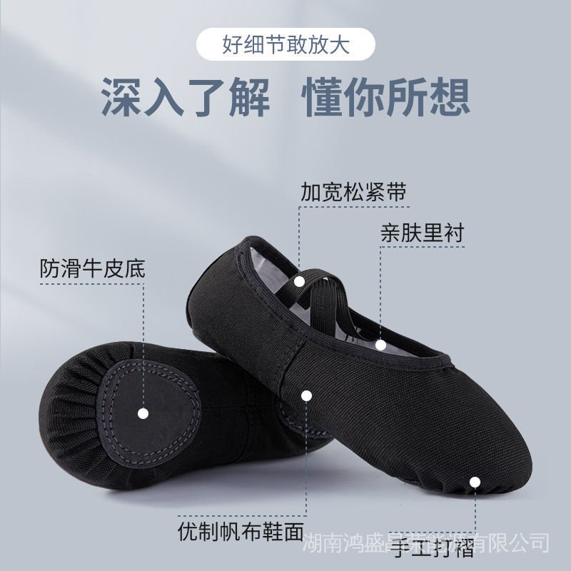 Giày Múa Ba Lê Mũi Nhọn Không Dây Màu Đen Cho Nam Và Giáo Viên