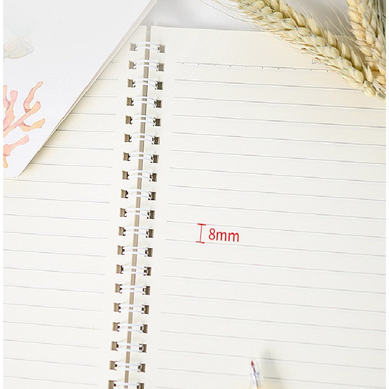 Sổ tay lò xo kẻ ngang A5 hình lá cây 60 tờ, 120 trang, kích thước 21 x 14,2cm Sakura Shop