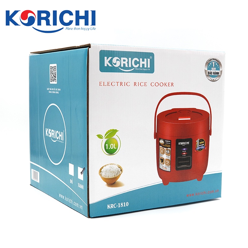 Nồi cơm điện Korichi - KRC-1810 - 1L, 400w - Bảo hành 1 năm (hai màu xanh đỏ)
