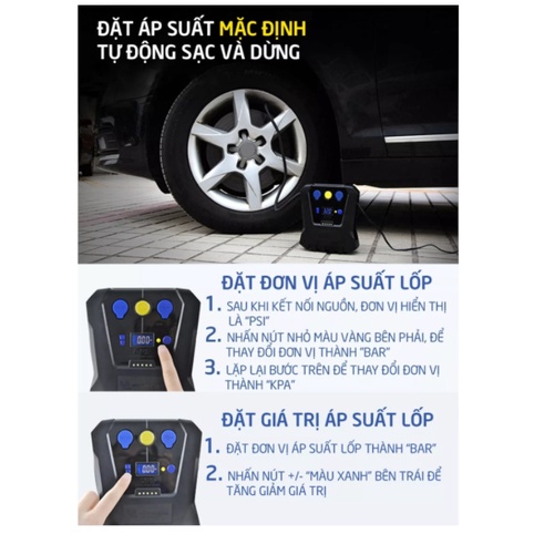 MÁY BƠM LỐP MICHELIN 12266 + BỘ CHUYỂN NGUỒN 220V RA 12V