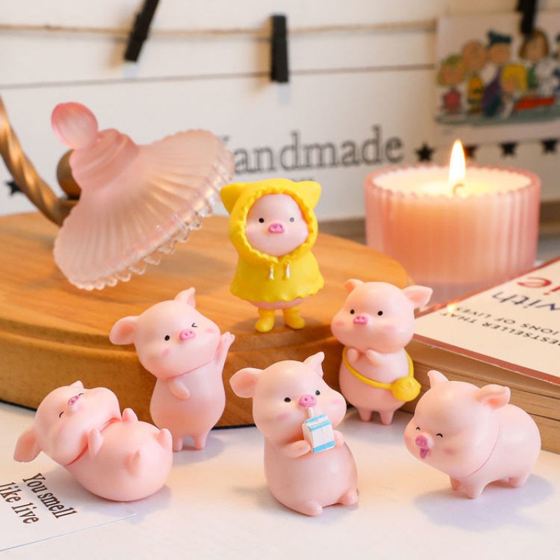 1 Đồ trang trí Chú Heo Hồng Bằng PVC Dễ Thương Trang Trí Phòng Bé DIY