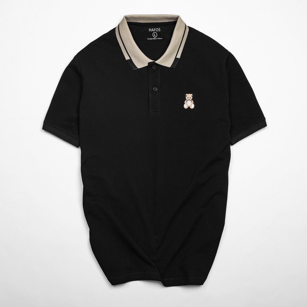 Áo Polo Nam tay ngắn cổ điển thêu gấu teddy, Áo thun chất cotton cá sấu dày dặn mặc thoáng mát, sang trọng