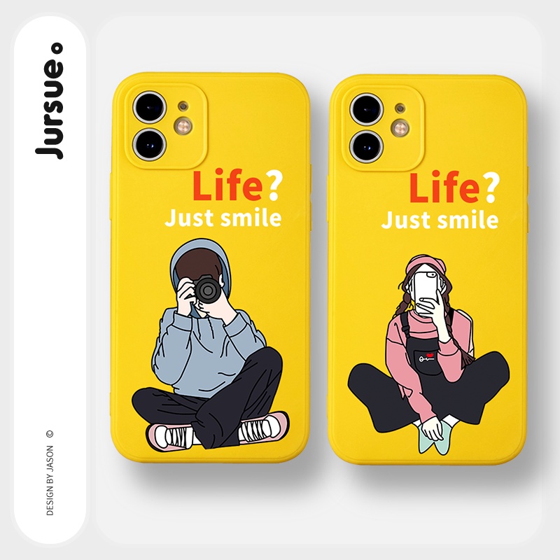 Ốp lưng JURSUE hoạt hình cặp đôi dễ thương đẹp cho iPhone 13 12 11 Pro Max SE 2020 X XR XS ip 8 7 6 6S Plus kute Y365