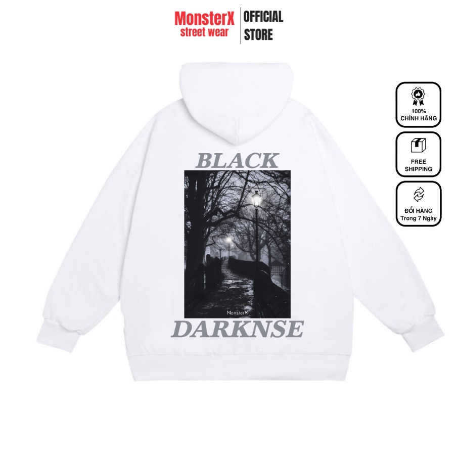 Áo hoodie nỉ bông Monster X Street Black Dark nam nữ form rộng thu đông Local Brand