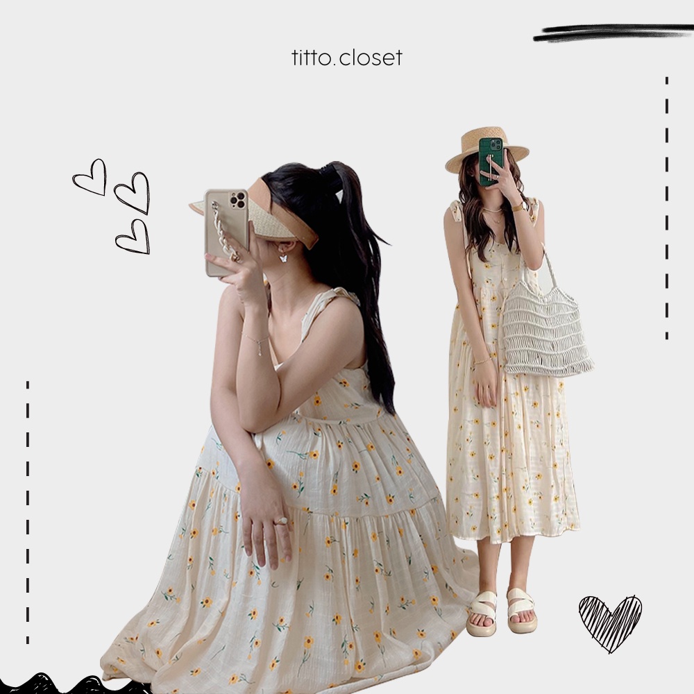 Váy 2 Dây Hoa Nhí Dáng Dài - TItto Closet