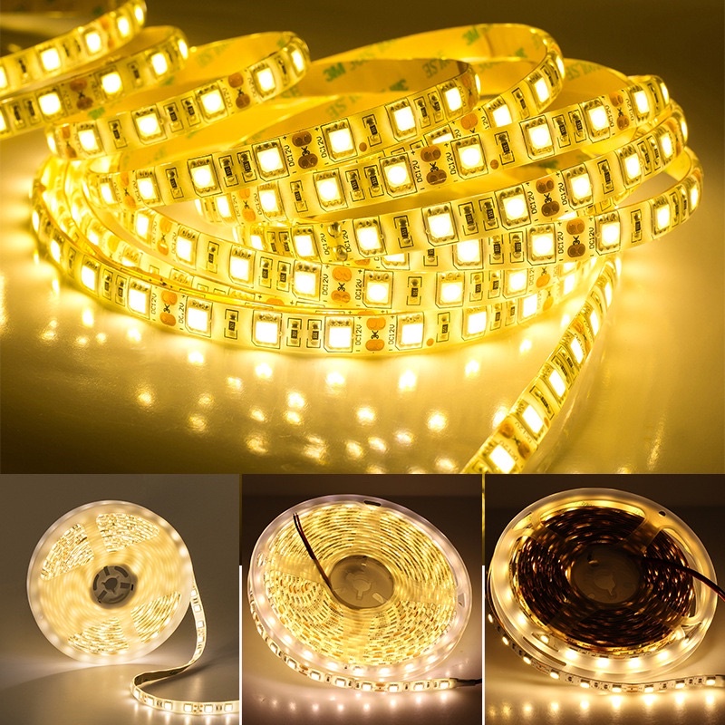 Đèn led dây dán bọc silicon chống nước chip led 5050 siêu sáng trang trí ngoài trời sử dụng nguồn 12V