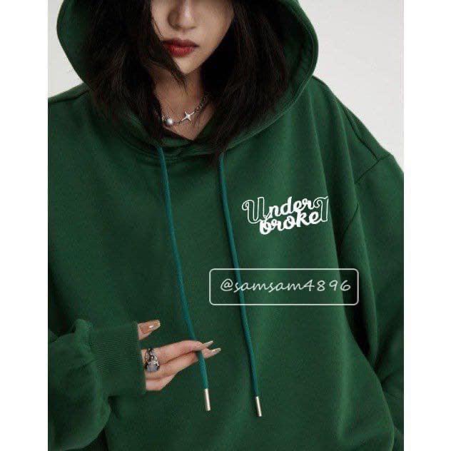 Áo Hoodie nỉ có mũ chui đầu in chữ UNDER BROKEN