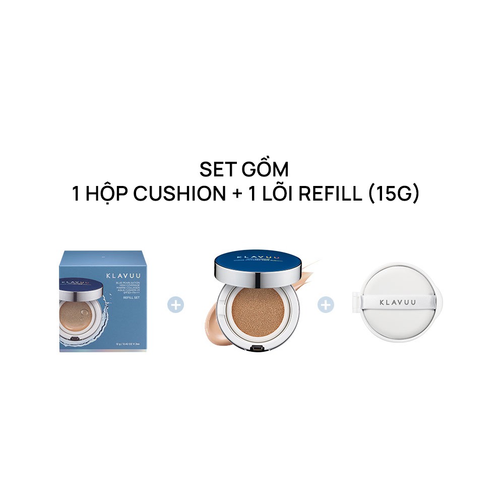 [ĐỦ BILL - KLAVUU] Set Phấn nước Căng bóng da bản Che khuyết điểm High Coverage Marine Collagen Aqua Cushion kèm Refill | BigBuy360 - bigbuy360.vn