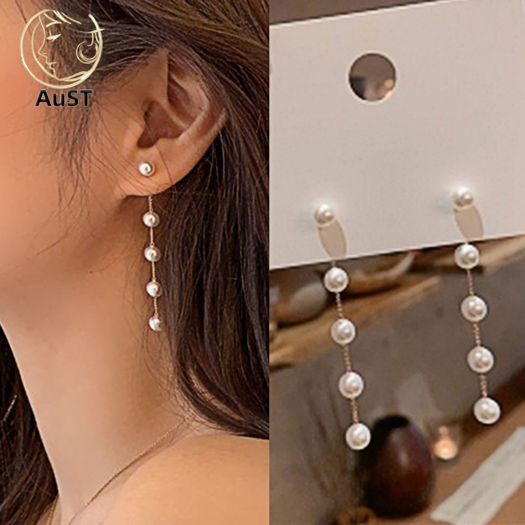 Bông Tai Đính Ngọc Trai Giả Phối Tua Rua Thời Trang Phong Cách Hàn Quốc Cho Nữ