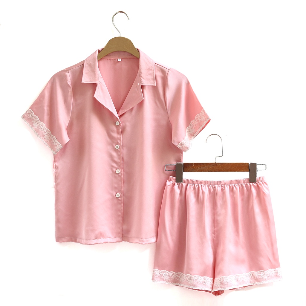 Đồ bộ pijama nữ ngắn tay lua satin mềm mịn cao cấp size 40-60kg - Đồ bộ mặc ở nhà loại pijama nữ PJMSTN