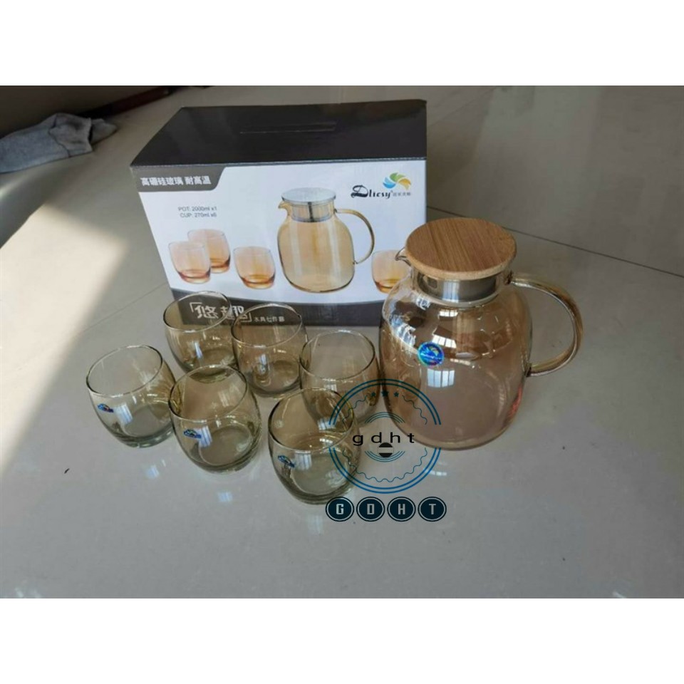 6 cốc thủy tinh vàng chịu nhiệt