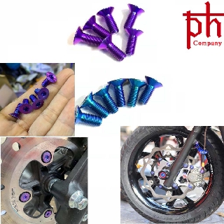 Bộ 6 ỐC Lòng Đĩa Vario TITAN GR5 6li10 Dù Âm Gắn Đĩa Vario Đời 2018 Trở Lên/Đĩa KTM