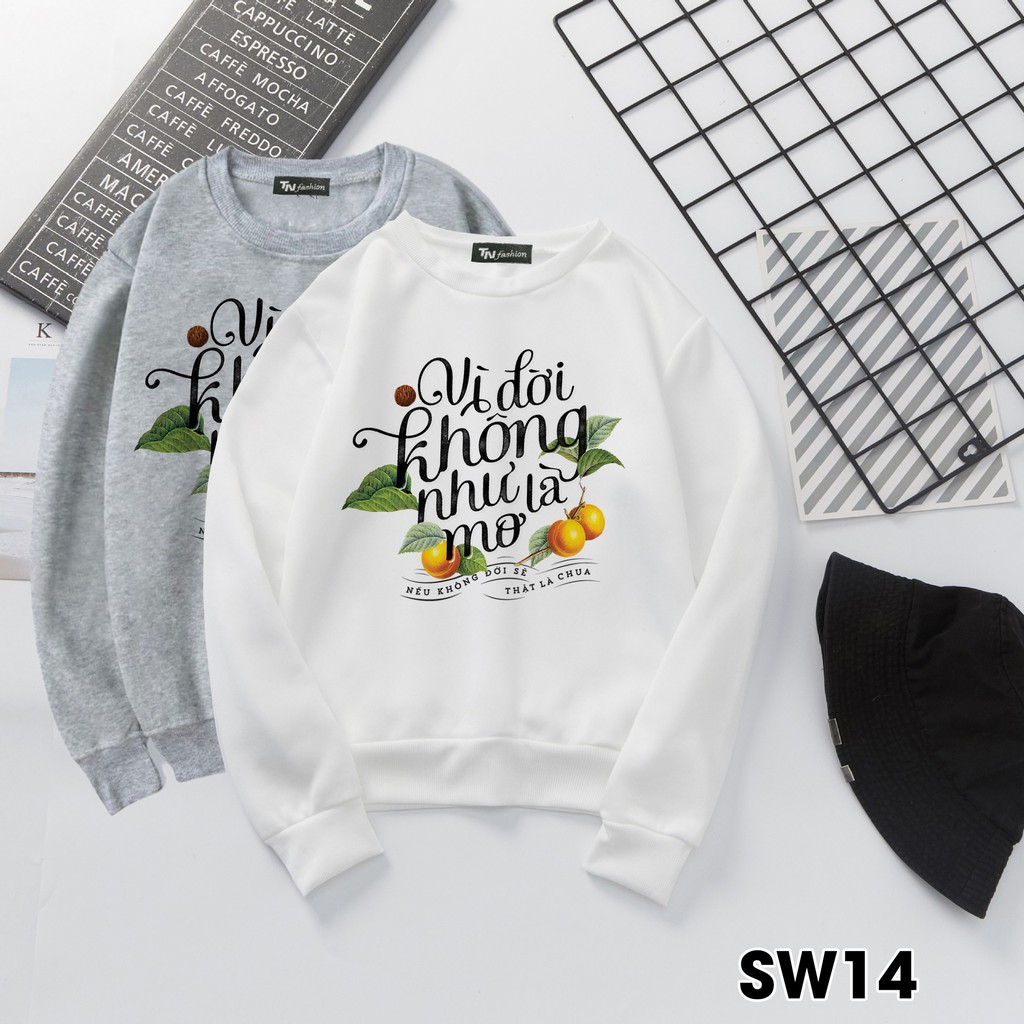 👉 SW14 Áo NỈ BÔNG SWEATER UNISEX TAY DÀI hình đời không như là mơ