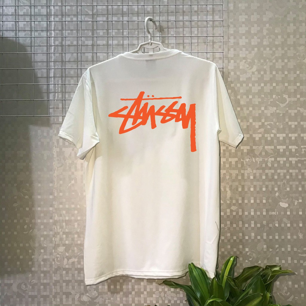 Áo thun tay lỡ stussy logo chữ đủ màu form rộng unisex