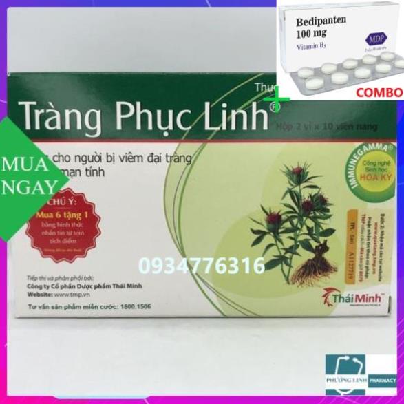 Combo Bedipanten 100mg +  Tràng Phục Linh tái tạo và phục hồi niêm mạc đại tràng, hộp 20 viên