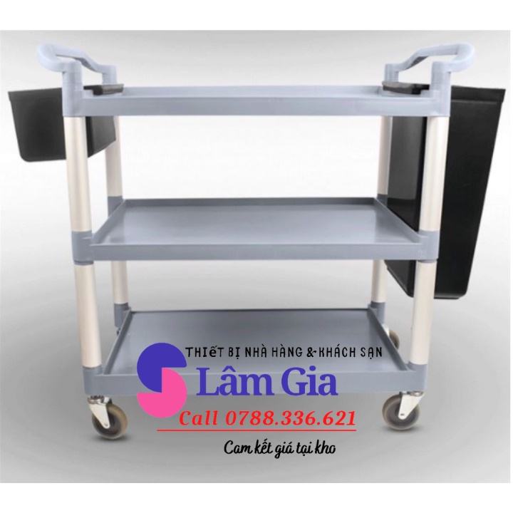 xe đẩy phục vụ nhà hàng 3 tầng - xe đẩy thức ăn nhà hàng ( giá chưa gồm thau xô ) SIZE NHỎ