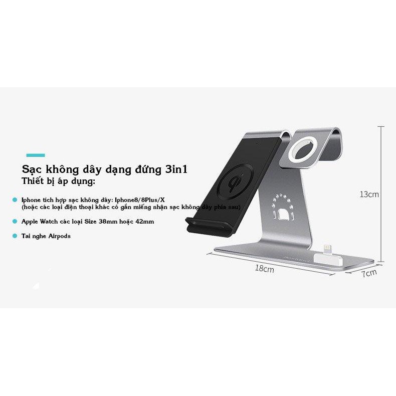 Thiết bị sạc thông minh cho tất cả thiết bị apple 3in1