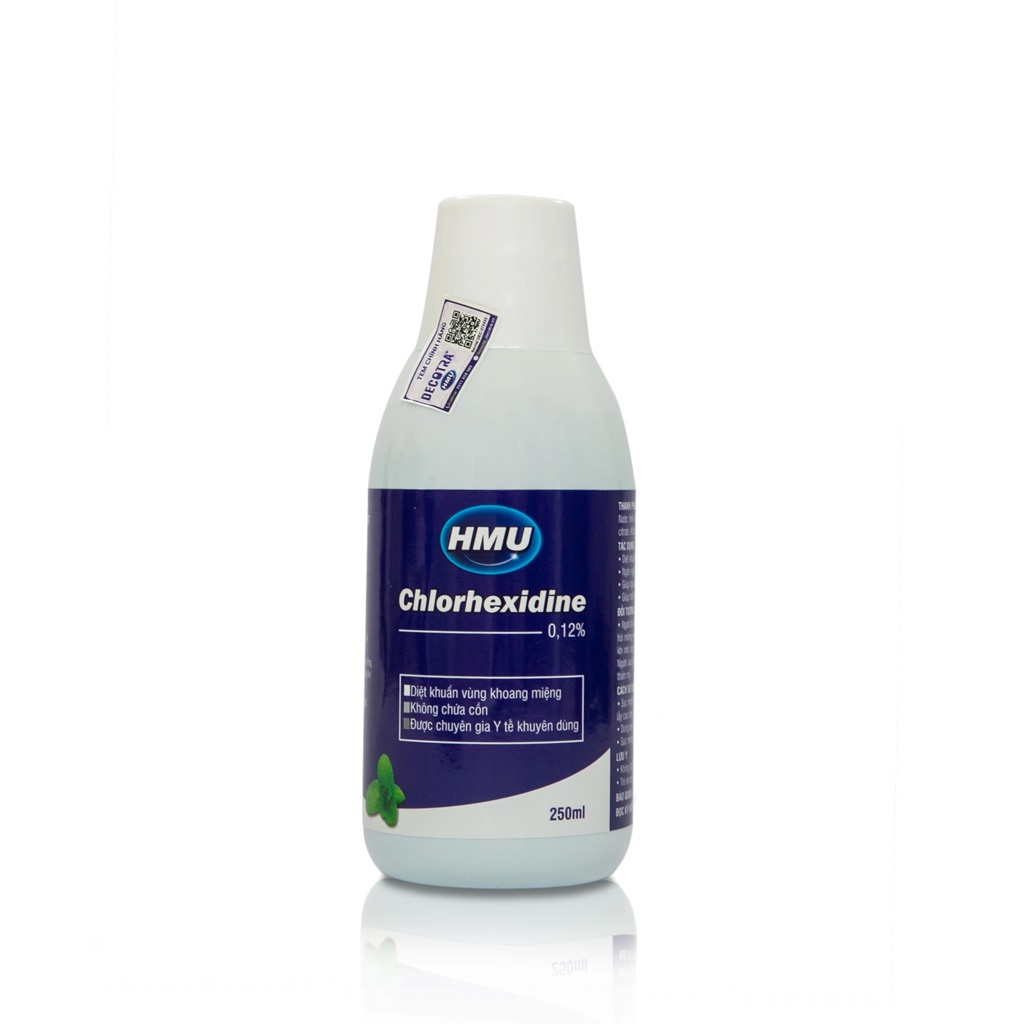 Nước súc miệng diệt khuẩn, sát khuẩn họng HMU Chlorhexidin 0,12% - Chai 250ml
