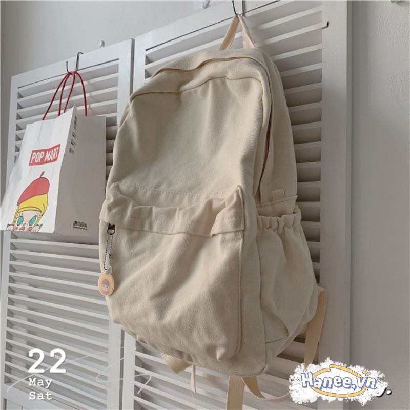 Balo Trơn Basic Nữ Ulzzang Vải Canvas Thô B25