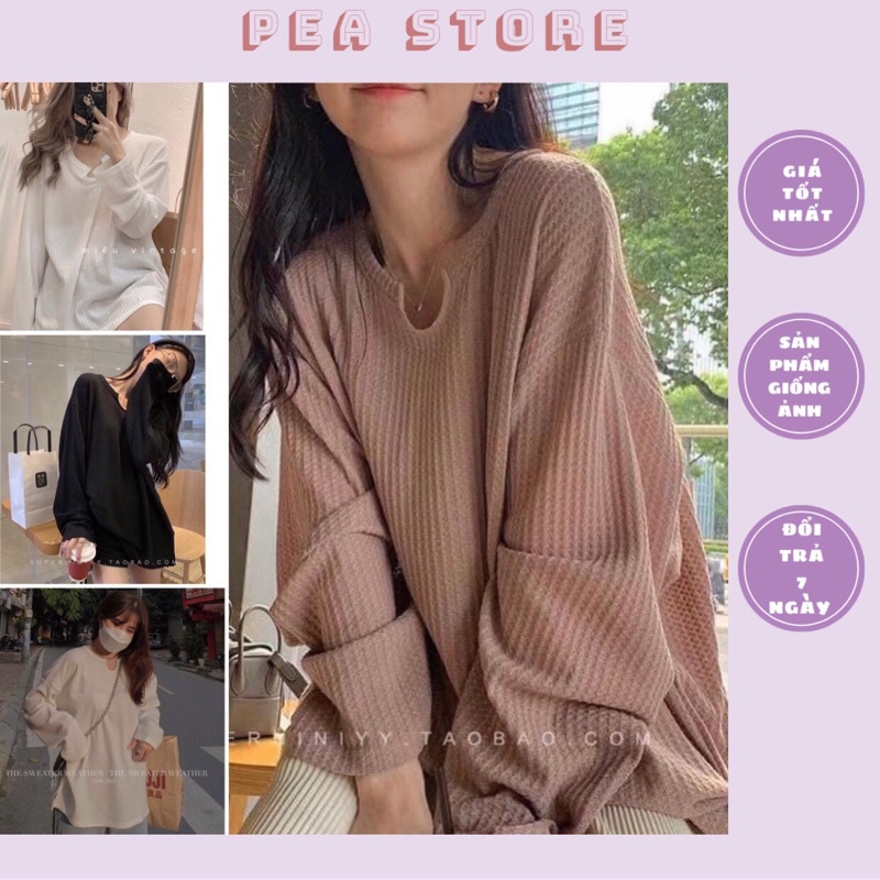 Áo pull dài tay cổ U form rộng oversize Ulzzang - Áo len mỏng dài tay cổ khoét U trơn basic (Ảnh thật/Sẵn)