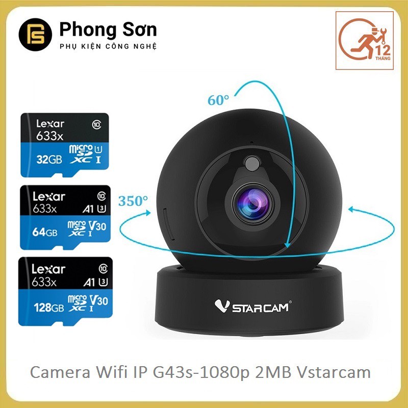 Camera ip wifi G43s 1080p 2MB Vstarcam ( Bảo hành 12 tháng )