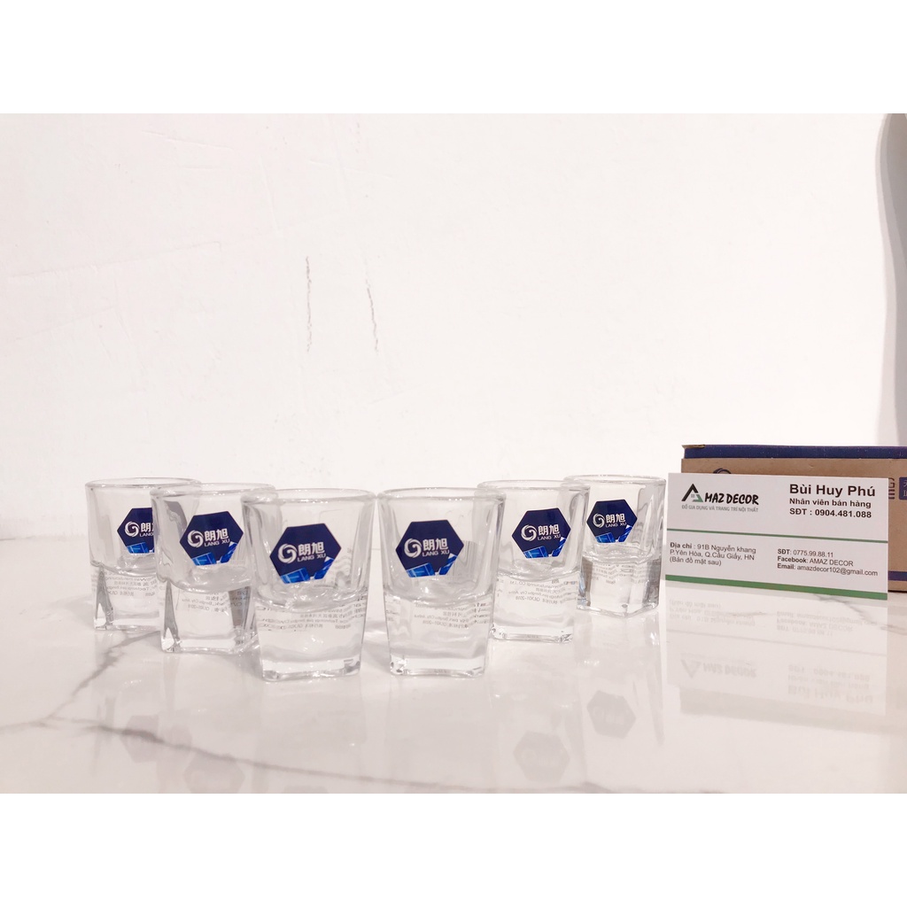GIÁ SỈ TẠI XƯỞNG Bộ 6 ly chén uống rượu mắt trâu hạt mít nhỏ đế dày LIVING HOME LXY1512 thủy tinh sáng bóng