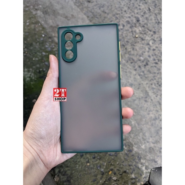 ỐP LƯNG CHỐNG SỐC GALAXY NOTE 10/ NOTE 10 PLUS LƯNG MECA ĐEN NHÁM, VIỀN MÀU CAO SU