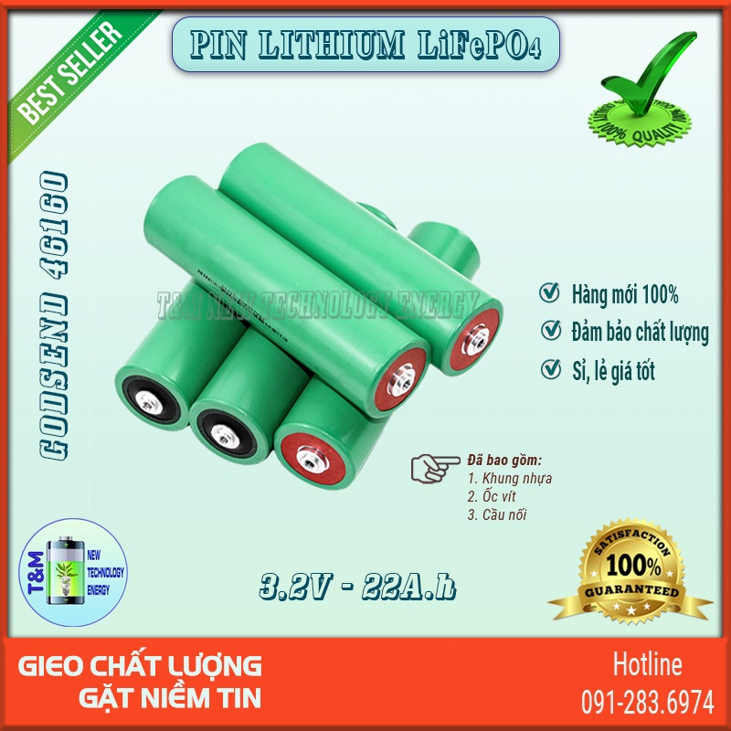 Pin Lithium iron phosphate LiFePO4 GODSEND 46160 3,2v 22Ah