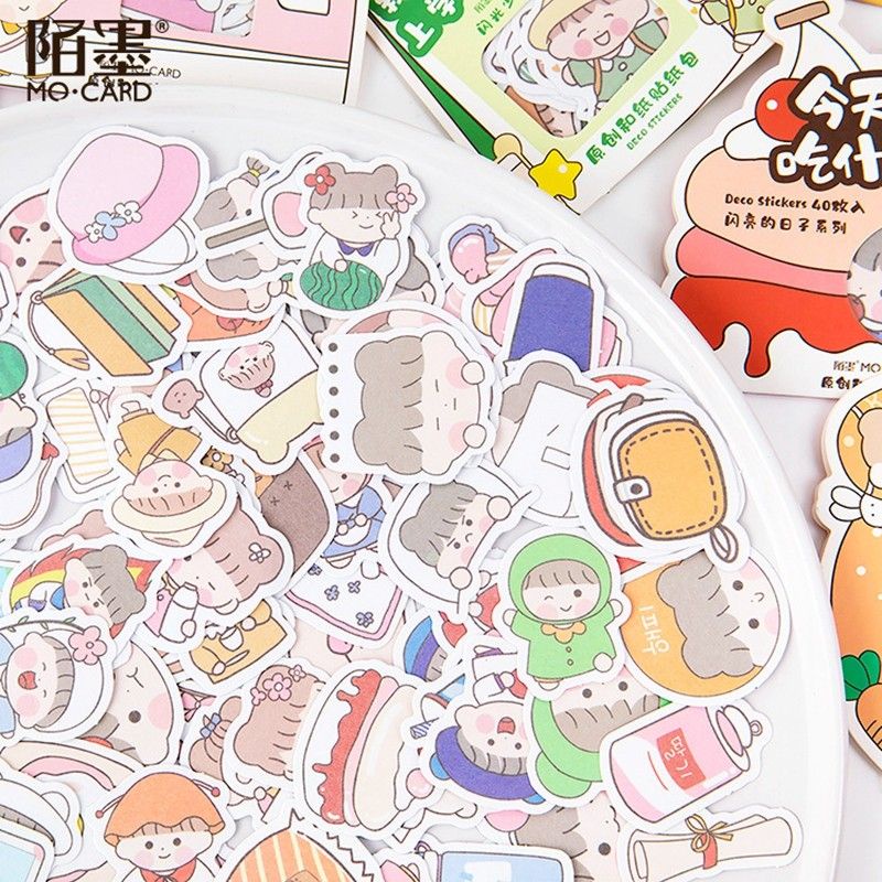Gói 40 miếng dán sticker trang trí hình bé gái