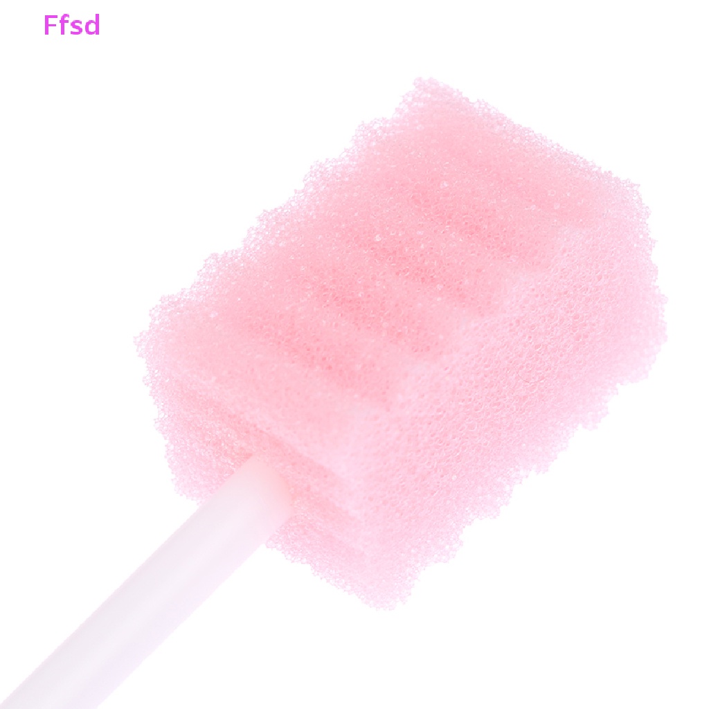 {Ffsd} Set 10 Tăm Bông Vệ Sinh Miệng / Lưỡi / Bàn Chải Đánh Răng Bằng Bọt Biển Dùng