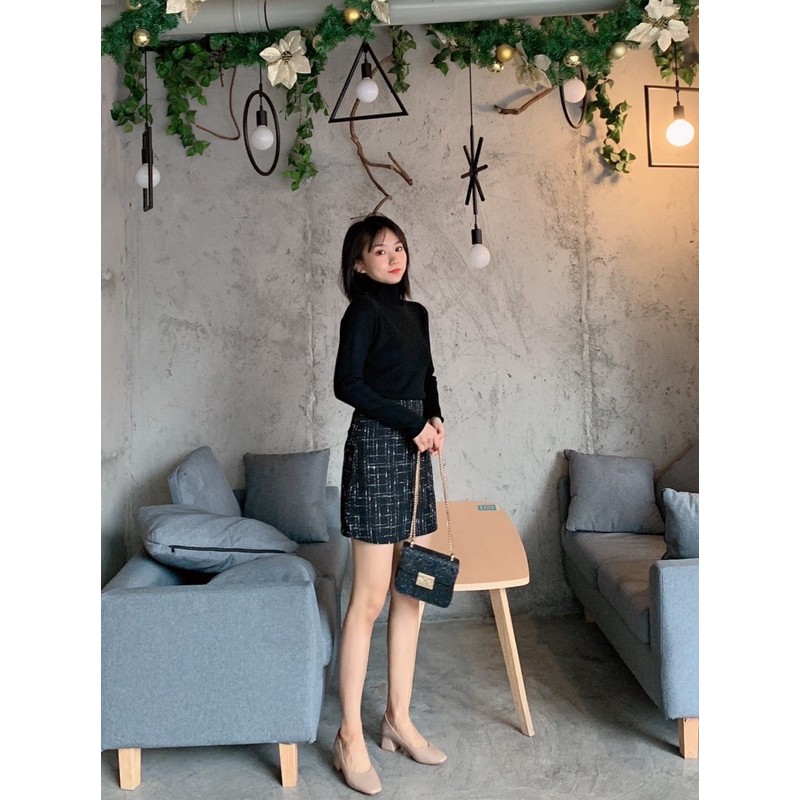 [LA CAROSA] Chân váy dạ tweed 2 màu ĐEN BE, chân váy chữ A | BigBuy360 - bigbuy360.vn