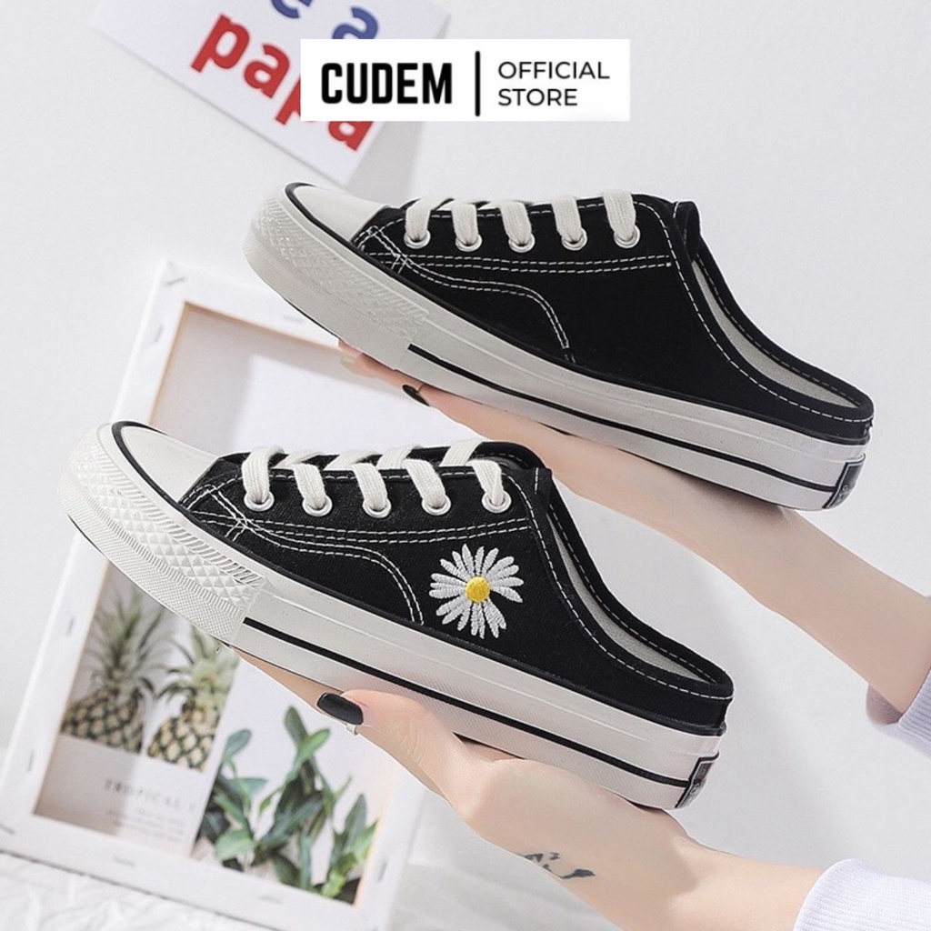 Giày sục đạp gót nữ hoa cúc S12