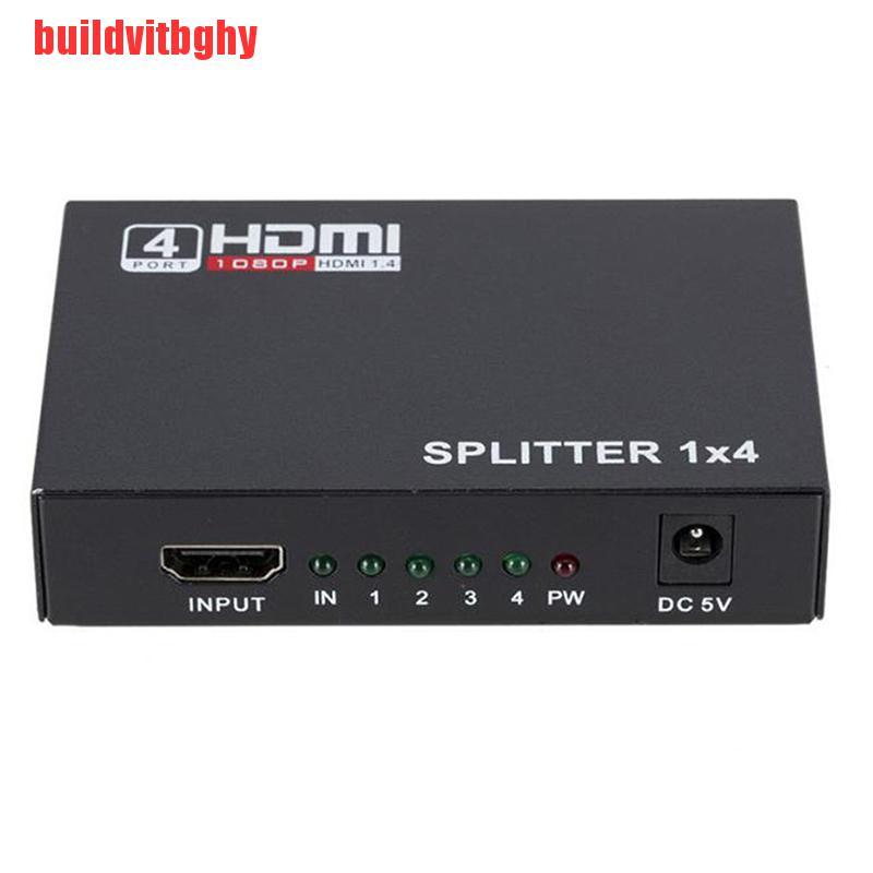 (Hàng Mới Về) Bộ Chia 4 Cổng Hdmi 1x4 Full Hd Hdmi V1.4 3d 1080p 1 In 4