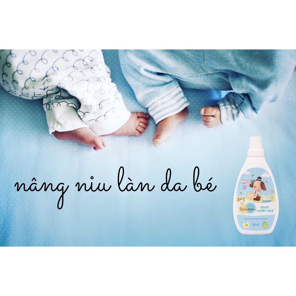 Nước giặt quần áo Organic cho bé Lamoon - Bình 750ml
