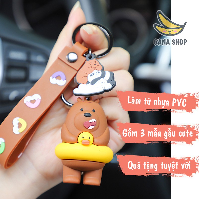 Móc khoá nhựa anh em gấu Chúng tôi đơn giản là gấu We Bare Bears dã ngoại biển