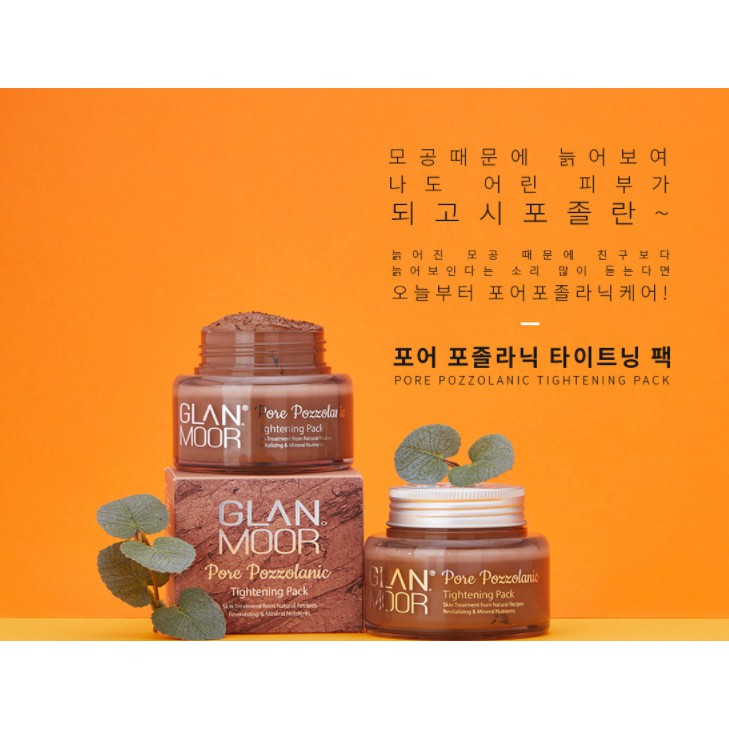 Mặt nạ đất sét GLAN.MOOR thu nhỏ lỗ chân lông GLAN.MOOR PORE POZZOLANIC TIGHTENING PACK 125g