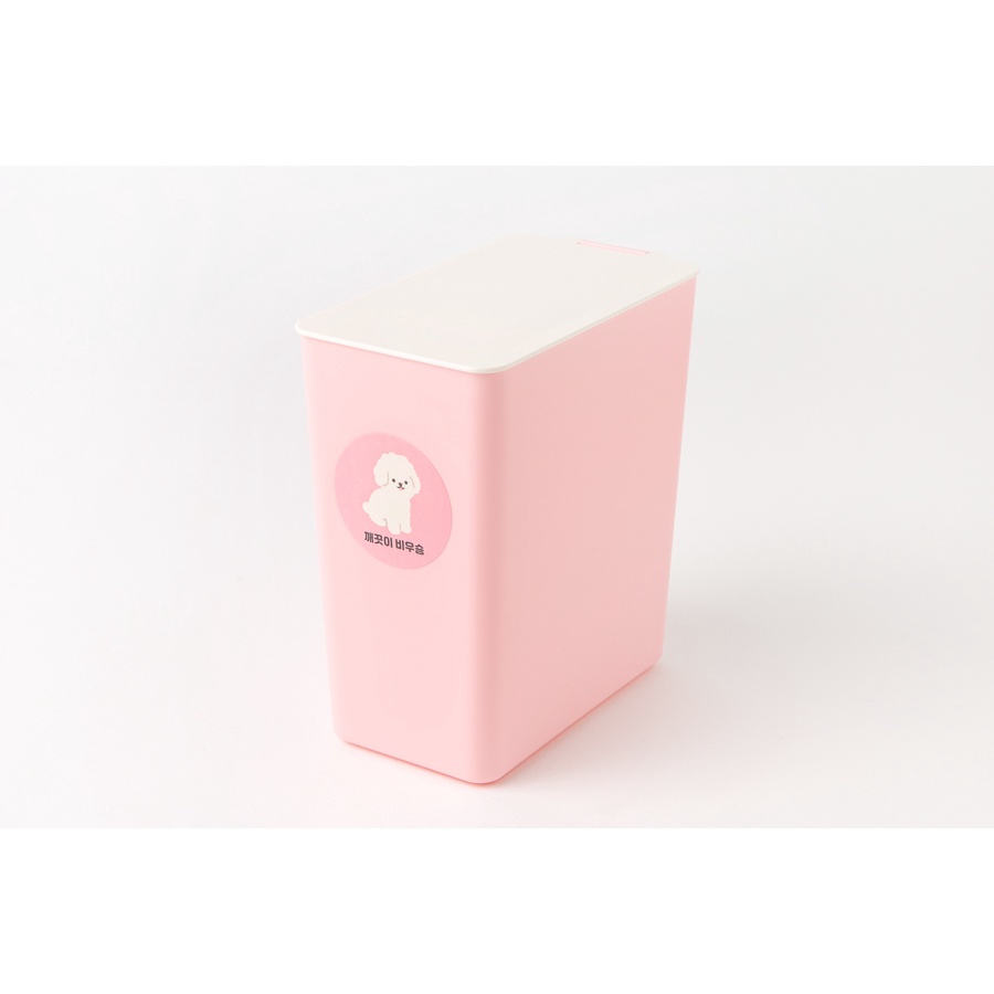 Thùng Rác ARTBOX Hàn Quốc Nhỏ Gọn Hình Vuông Màu Hồng Họa Tiết Babichon