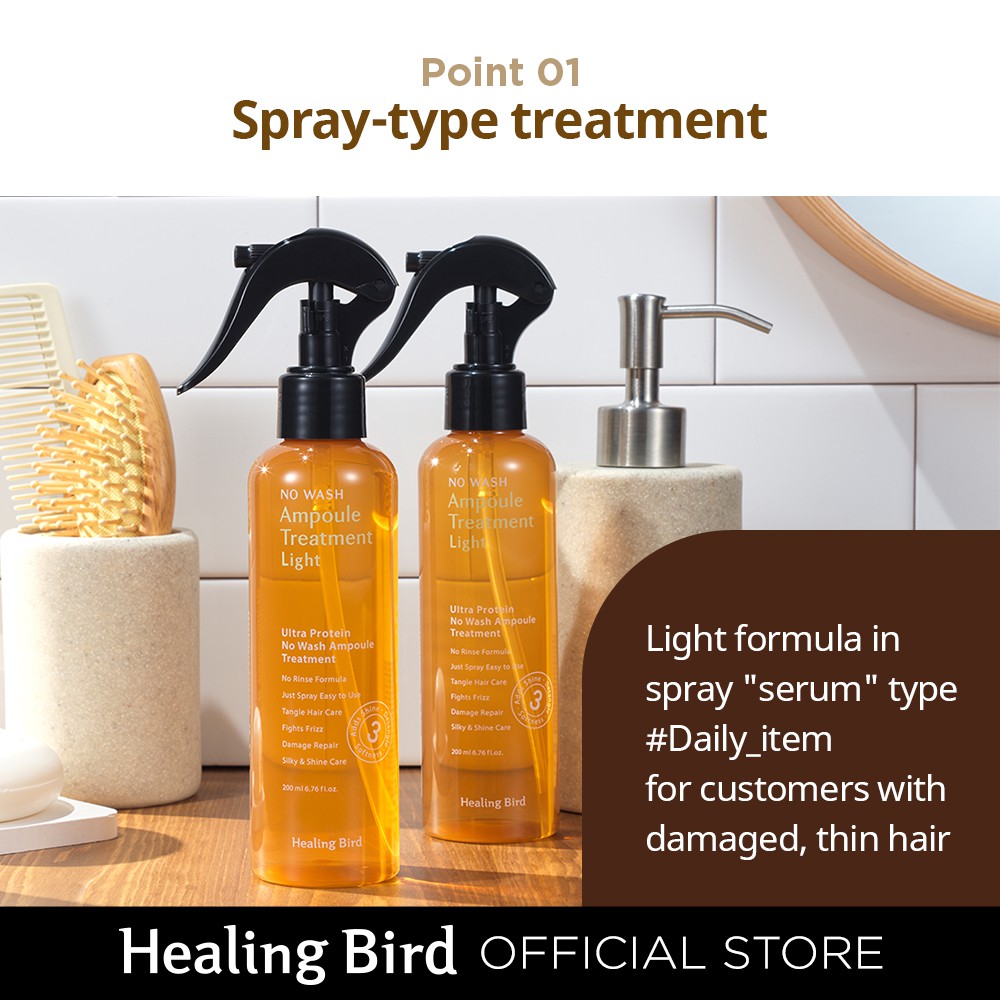 Tinh Chất Ampoule Healing Bird Chăm Sóc Tóc Nhẹ Không Cần Gội Chứa Nhiều Protein 200ml
