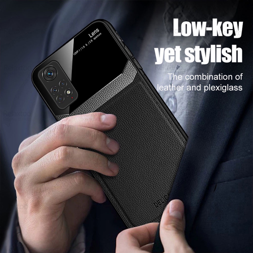 Leather Acrylic Back Case For Xiaomi Redmi Note 11 Pro 5G Silicone Shockproof Phone Cover Redme Redmy Note11 11Pro 11S 4G Fundas