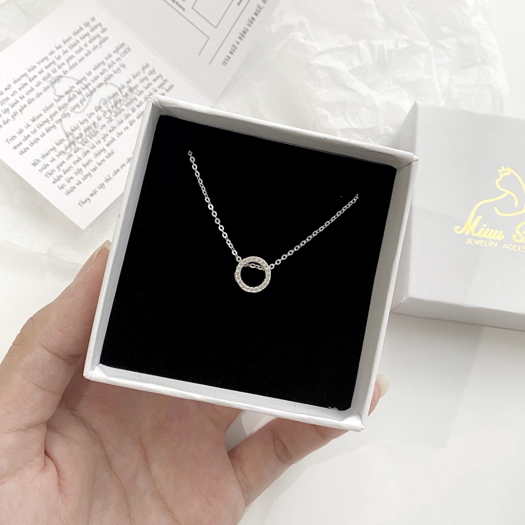Dây chuyền bạc nữ Miuu Silver mặt tròn đính đá sang trọng Blink Circle