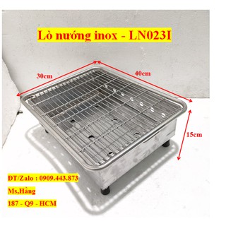 Lò Nướng Than Inox Có Chân Thấp LN023I - KT 40x30x15cm