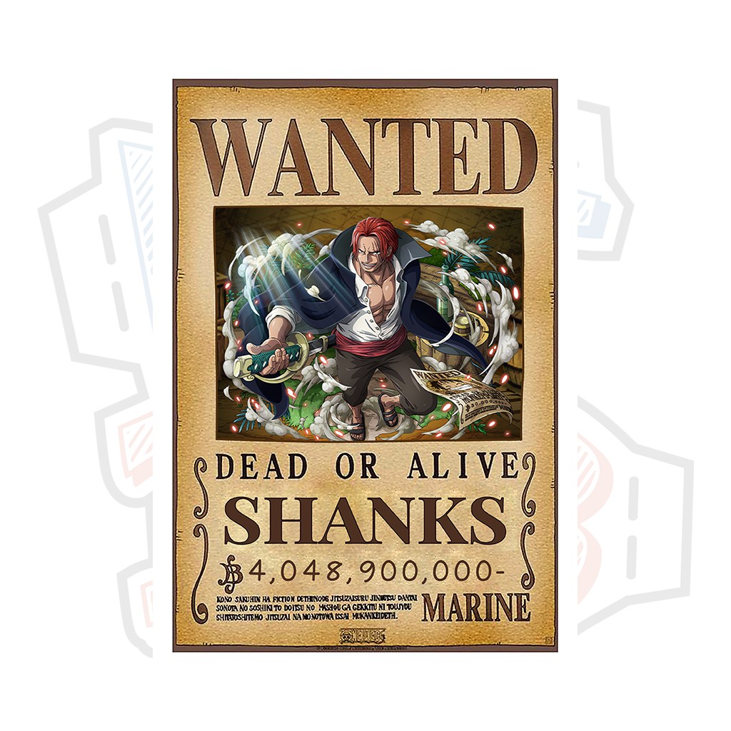 Poster truy nã Tứ Hoàng Shank Tóc Đỏ ver 2 - One Piece