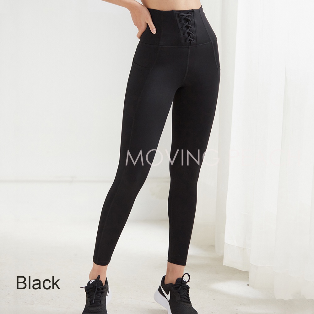 MOVING PEACH CLM Quần Legging Thể Thao Lưng Cao Có Túi Năng Động Thời Trang