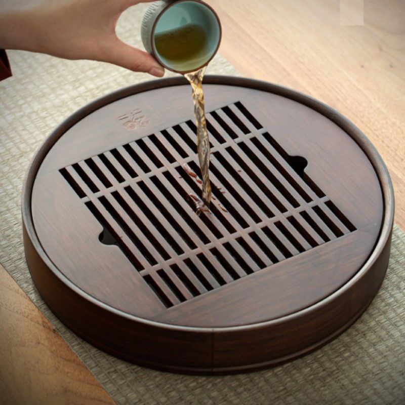 Khay trà hình tròn gỗ quý đường kính 30cm