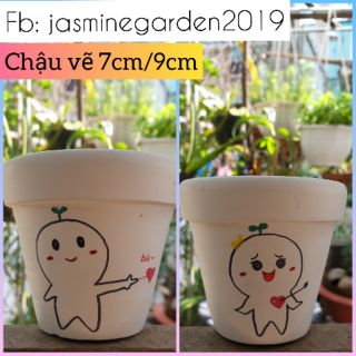 Chậu đất nung vẽ 7cm